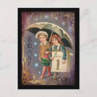 Cartão Postal De Festividades Vintage - Ano Novo Francês