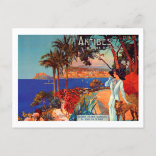 Cartão Postal De Festividades Vintage Antibes Cote D'Azur Viagem