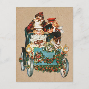 Cartão Postal De Festividades Vintage Antiguamente Natal Santa Claus Kraft Brown