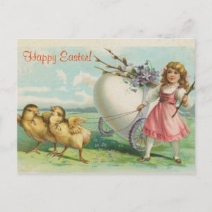 Cartão Postal De Festividades Vintage Antique Easter