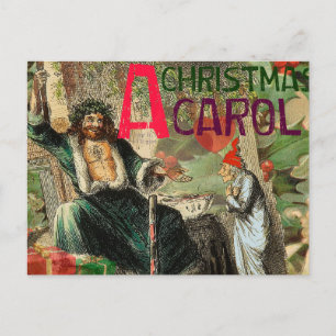 Cartão Postal De Festividades Vintage Art Impressão Graphic Scrooge de Natal