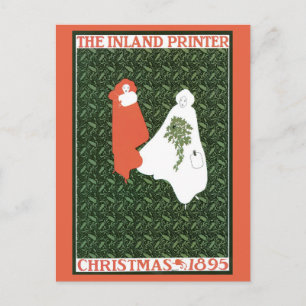 Cartão Postal De Festividades Vintage Art Nouveau Natal 1895