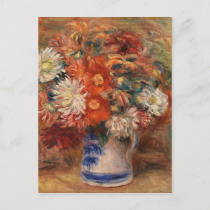 Cartão Postal De Festividades Vintage Auguste Renoir Buquê Amarelo Vermelho Cor-