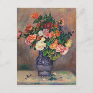 Cartão Postal De Festividades Vintage Auguste Renoir Flowers in a Vase