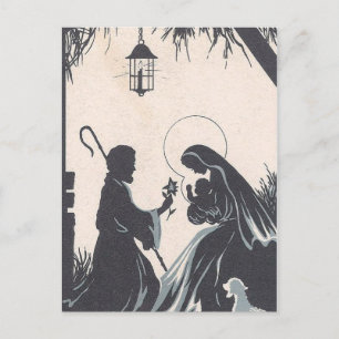 Cartão Postal De Festividades Vintage Baby Jesus Nascer