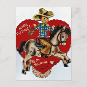 Cartão Postal De Festividades Vintage Be My Namorados Cowboy