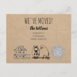 Cartão Postal De Festividades Vintage Birds & Nest Rustic Kraft Brown