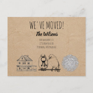 Cartão Postal De Festividades Vintage Birds & Nest Rustic Kraft Brown