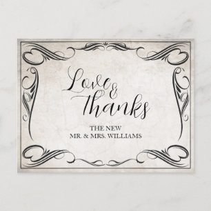 Cartão Postal De Festividades Vintage Black Art Deco Wedding Obrigado