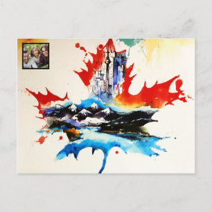 Cartão Postal De Festividades Vintage Canada Maple Leaf Viagem Love Watercolor