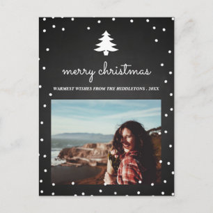 Cartão Postal De Festividades Vintage Chalkboard Felry Christmas   Foto da árvor