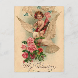 Cartão Postal De Festividades Vintage Cherub Meu Namorados