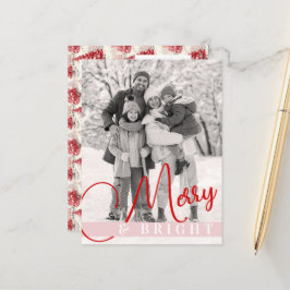 Cartão Postal De Festividades Vintage Chic Red & Pink Christmas Trees One Photo