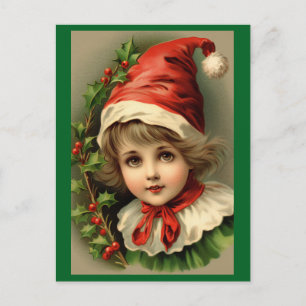 Cartão Postal De Festividades Vintage Child As Elf Holiday Postcard
