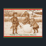 Cartão Postal De Festividades Vintage Children Fazer Snowman Memórias Postcard<br><div class="desc">Este cartão-postal é quente,  saboroso,  tranquilo e excelente para qualquer um dos mais velhos - aqueles que brincam na neve e fazem bonecos de neve,  e aqueles que são mais velhos,  mas ainda têm suas maravilhosas memórias.</div>