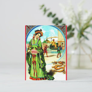 Cartão Postal De Festividades Vintage Chinês Lunar Ano Novo/Dragão