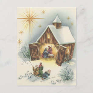Cartão Postal De Festividades Vintage Christmas Nativity Card