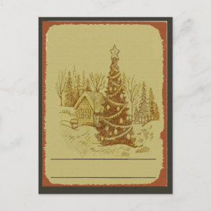 Cartão Postal De Festividades Vintage Christmas Tree