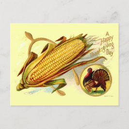 Cartão Postal De Festividades Vintage Corn Wishbone & Turkey Ação de Graças
