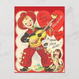 Cartão Postal De Festividades Vintage Cowboy retrô com Dia de os namorados de vi