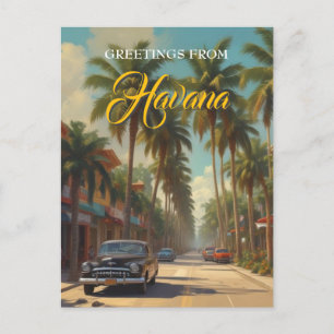 Cartão Postal De Festividades Vintage Cuba Viagem - Saudações De Havana