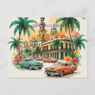 Cartão Postal De Festividades Vintage Cuba Viagem - Saudações De Havana