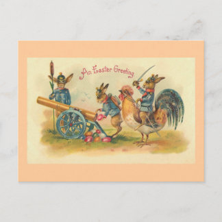 Cartão Postal De Festividades Vintage da guerra do coelhinho da Páscoa
