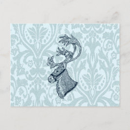 Cartão Postal De Festividades Vintage damask christmas rendee