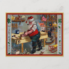 Cartão Postal De Festividades Vintage Deseje Um Feliz Workshop De Papais noeis X