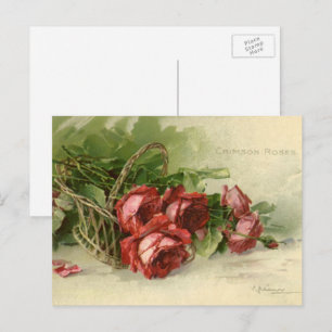 Cartão Postal De Festividades Vintage Dia de os namorados Love, Crimson Rosa ver
