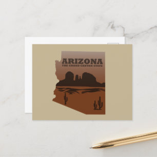 Cartão Postal De Festividades vintage do mapa de estado de arizona