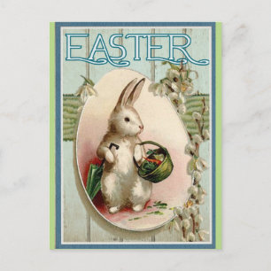 Cartão Postal De Festividades Vintage Easter Bunny