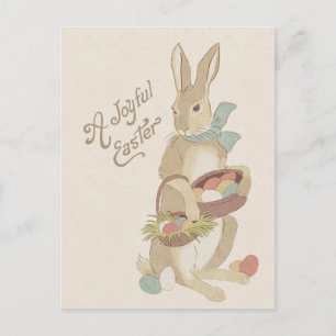 Cartão Postal De Festividades Vintage Easter Bunny Cestos de Ovos Watercolor CC0
