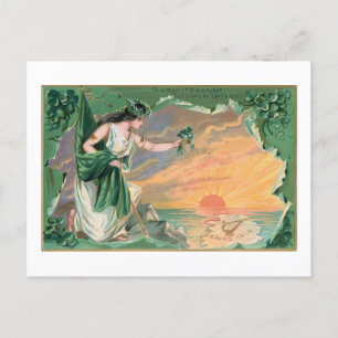 Cartão Postal De Festividades Vintage Erin's Isle Irish Maiden with Shamrocks