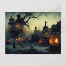 Cartão Postal De Festividades Vintage Fantasy Spooky Noite de Halloween
