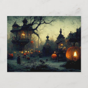 Cartão Postal De Festividades Vintage Fantasy Spooky Noite de Halloween