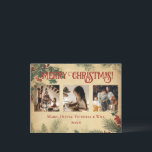 Cartão Postal De Festividades Vintage Feliz Foto de Natal<br><div class="desc">Vintage Felry Natal 3 foto colagem cartaz postal vintage pine rustic background. Adicione suas fotos da família favorita para personalizar. Adicione a sua mensagem pessoal no verso do cartão. Tão simples,  mas chique.</div>