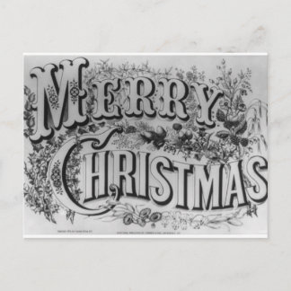 Cartão Postal De Festividades Vintage "Feliz Natal" cerca de 1876
