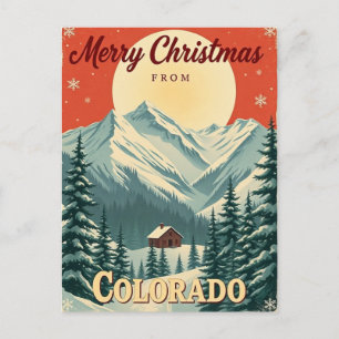Cartão Postal De Festividades Vintage Felry Christmas do Colorado