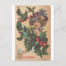 Vintage Felry Christmas Gibson Girl Postcard