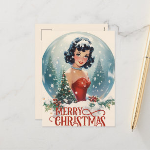 Cartão Postal De Festividades Vintage festiva, senhora adiciona mensagem
