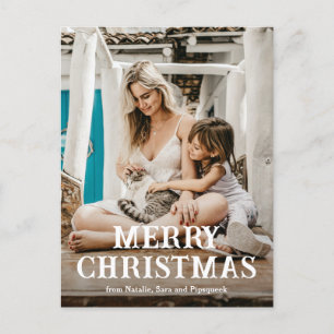 Cartão Postal De Festividades Vintage Font Simple Photo Modern Christmas