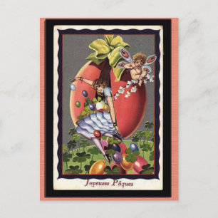 Cartão Postal De Festividades Vintage French Easter