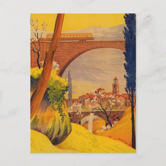 Cartão Postal De Festividades Vintage French Railroad Viagem (Frente)