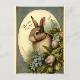 Cartão Postal De Festividades Vintage Garden Easter Bunny - Cartão de Saudação
