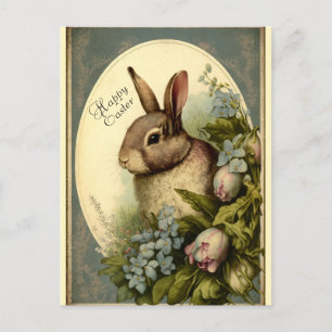 Cartão Postal De Festividades Vintage Garden Easter Bunny - Cartão de Saudação