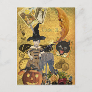 Cartão Postal De Festividades Vintage Halloween Collage Postcard