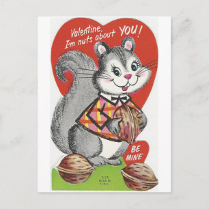 Cartão Postal De Festividades Vintage "I'm Nuts About You" Valentine