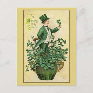 Cartão Postal De Festividades Vintage Irish Boy Rua. Dia de Patrick