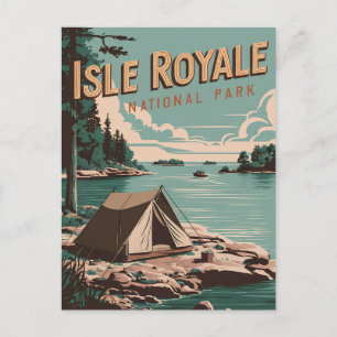 Cartão Postal De Festividades Vintage Isle Royale National Park Camping